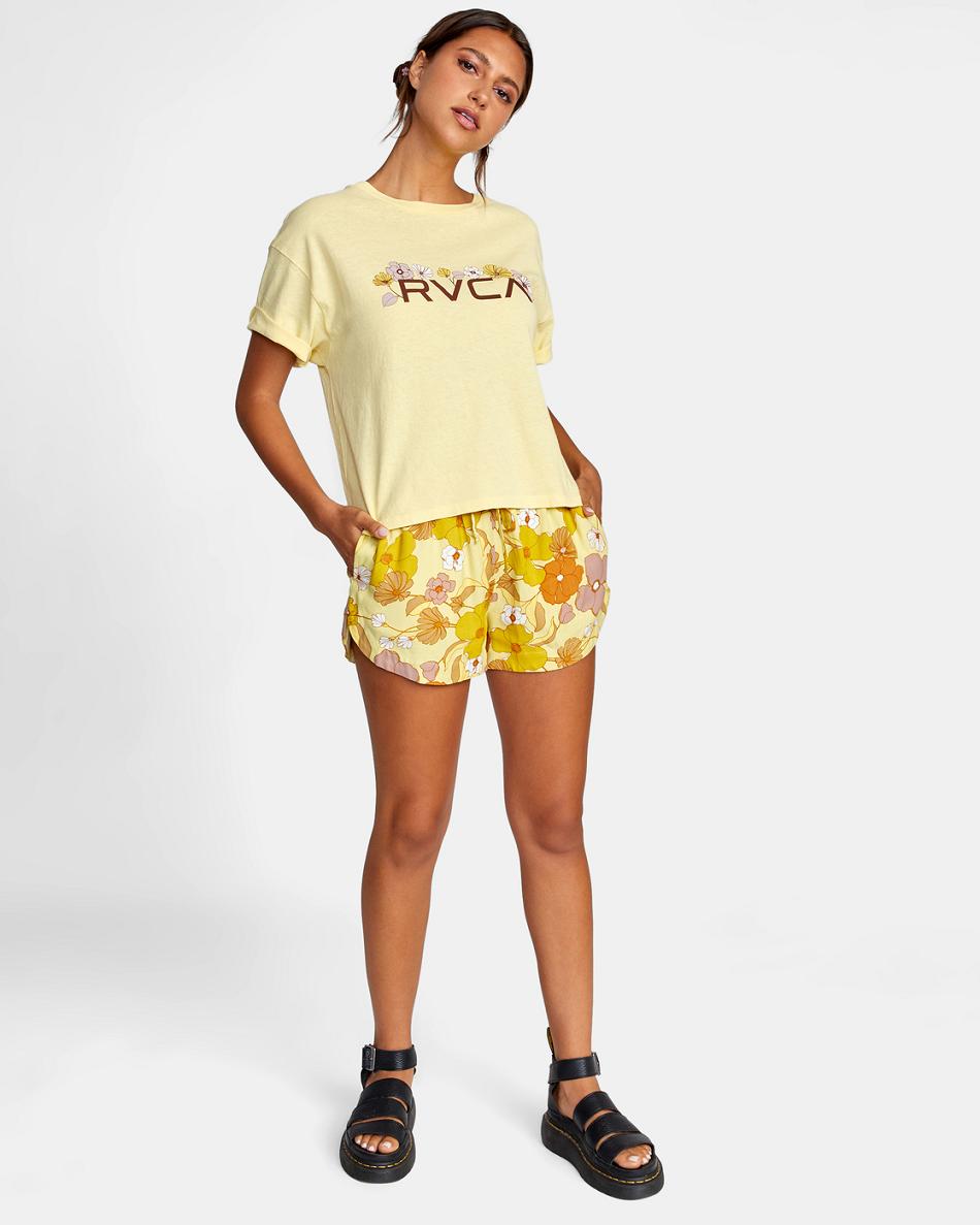 Mellow Yellow Rvca Retro Floral Graphic Women's Tanks | GUSEC73874