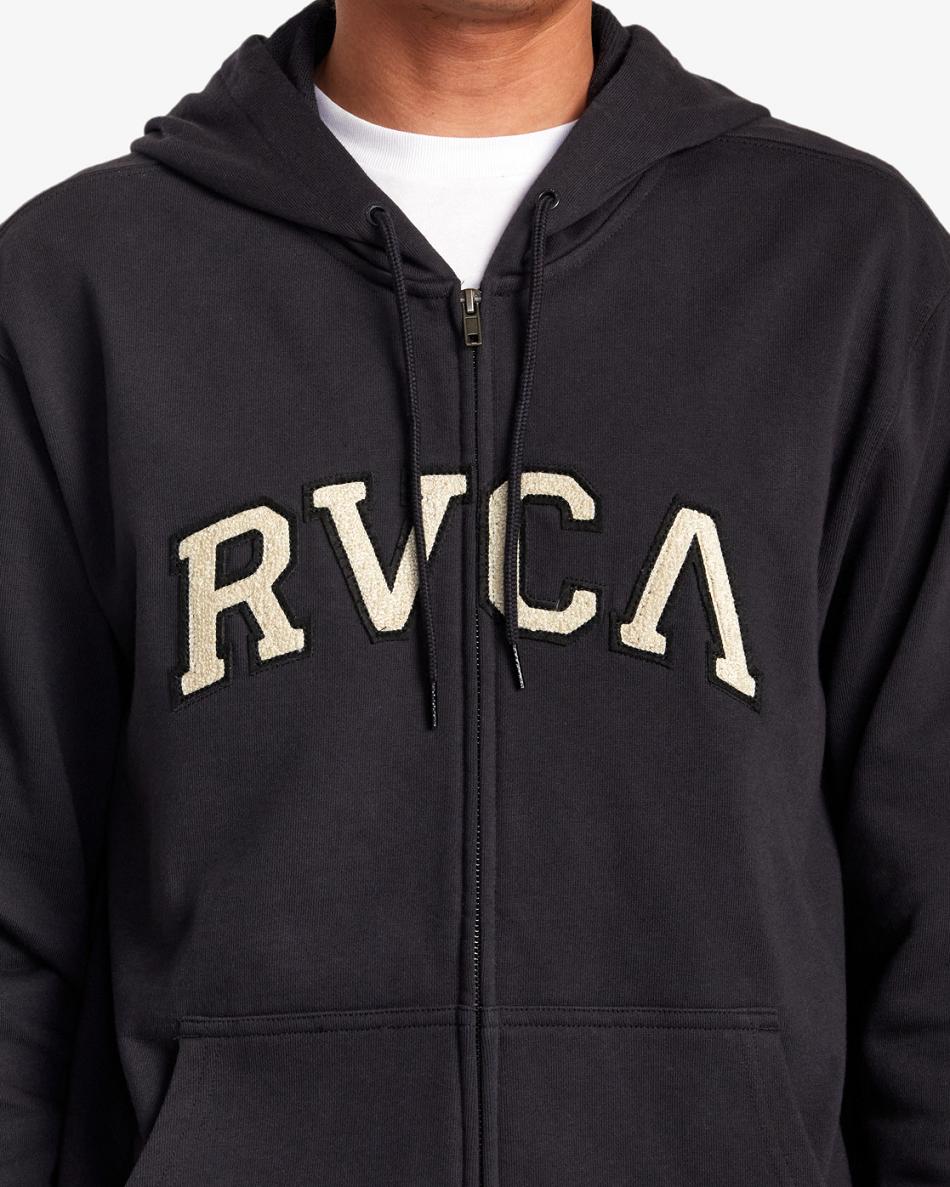 Midnight Rvca Concord Zip-Up Men's Hoodie | USNZX54071