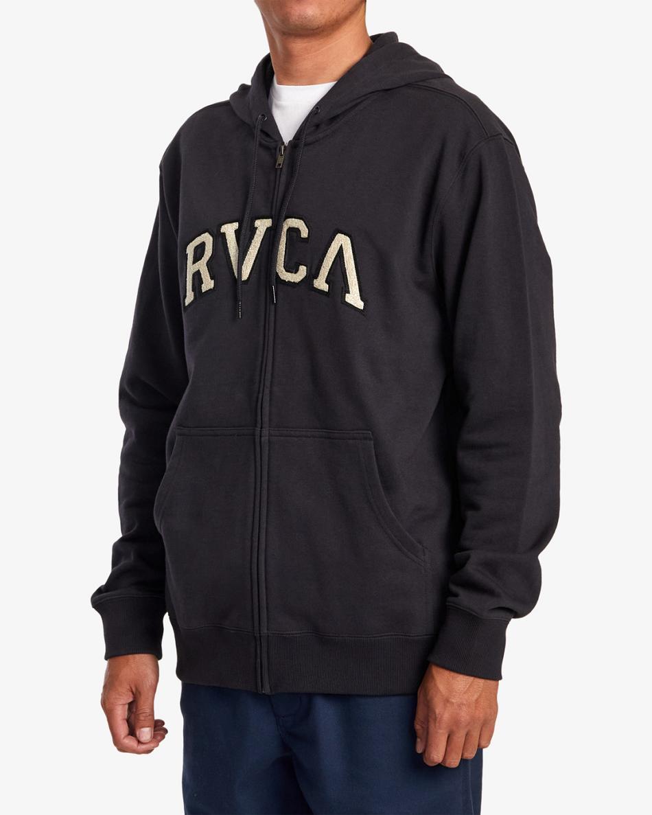 Midnight Rvca Concord Zip-Up Men's Hoodie | USNZX54071
