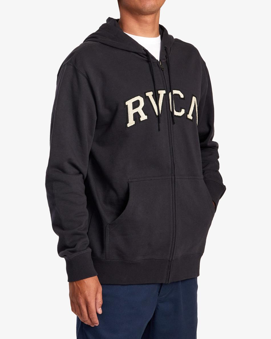 Midnight Rvca Concord Zip-Up Men's Hoodie | USNZX54071