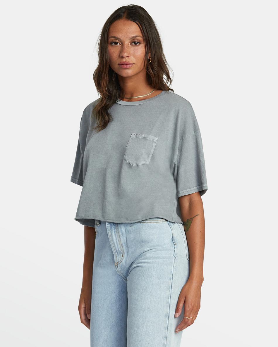 Monument Rvca PTC Pocket Women's T shirt | ZUSMJ20133