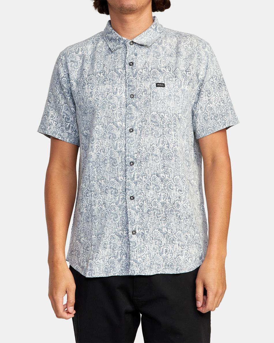 Moody Blue Rvca Daze Short Sleeve Men's T shirt | USQAV56863