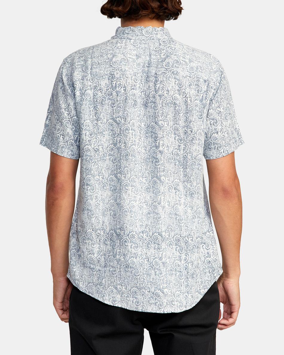 Moody Blue Rvca Daze Short Sleeve Men's T shirt | USQAV56863