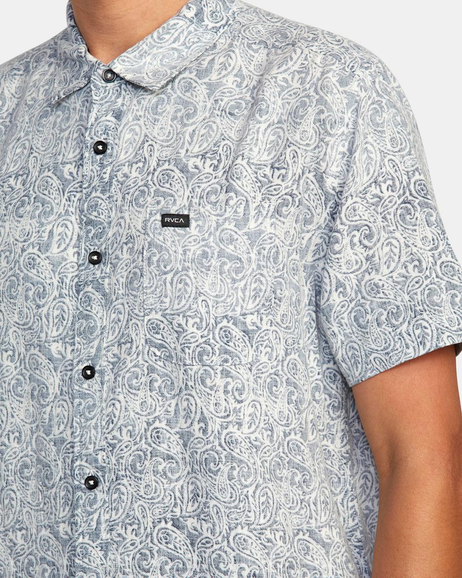 Moody Blue Rvca Daze Short Sleeve Men's T shirt | USQAV56863