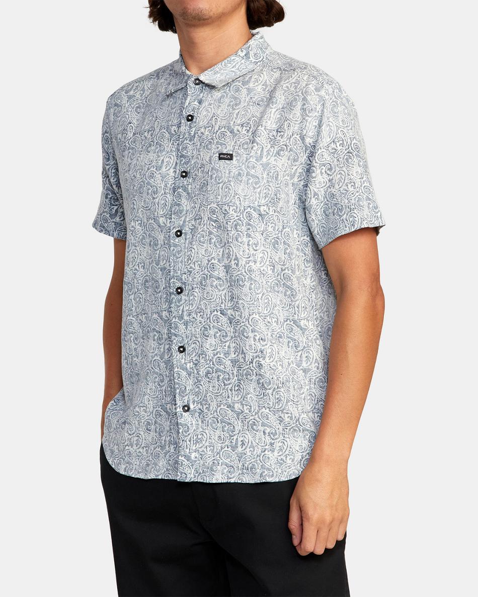 Moody Blue Rvca Daze Short Sleeve Men's T shirt | USQAV56863