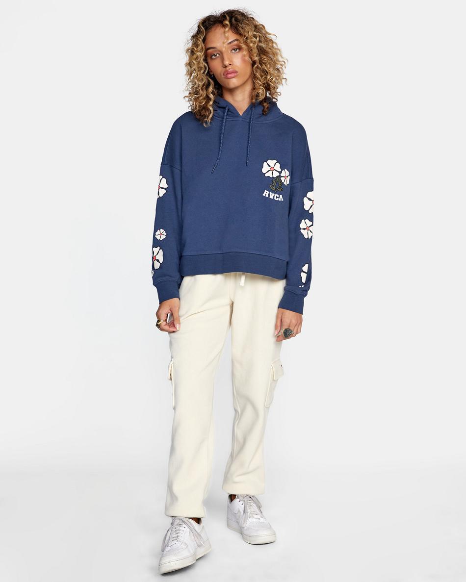Moody Blue Rvca Soft At Heart Women's Hoodie | USNZX95221
