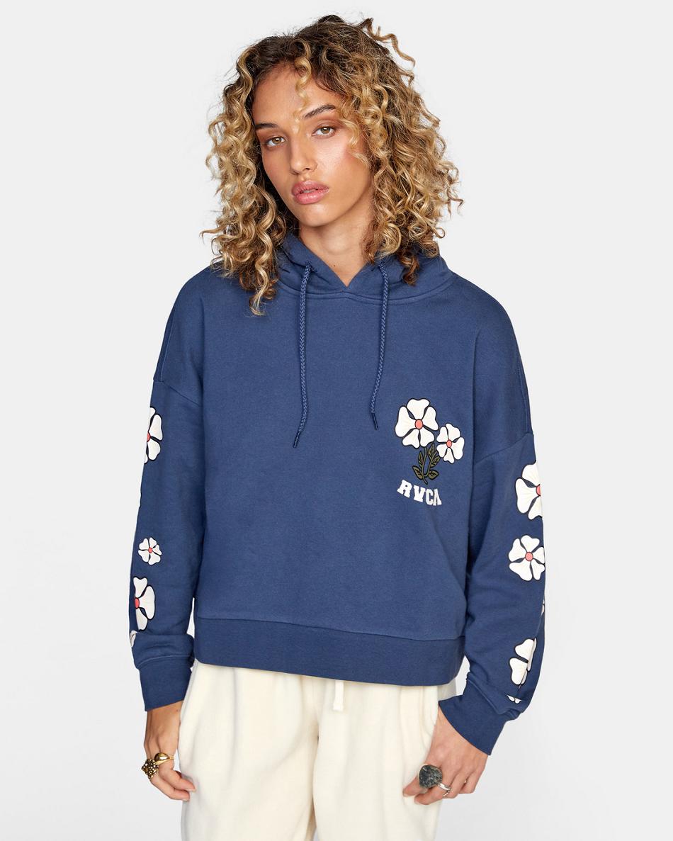 Moody Blue Rvca Soft At Heart Women\'s Hoodie | USNZX95221