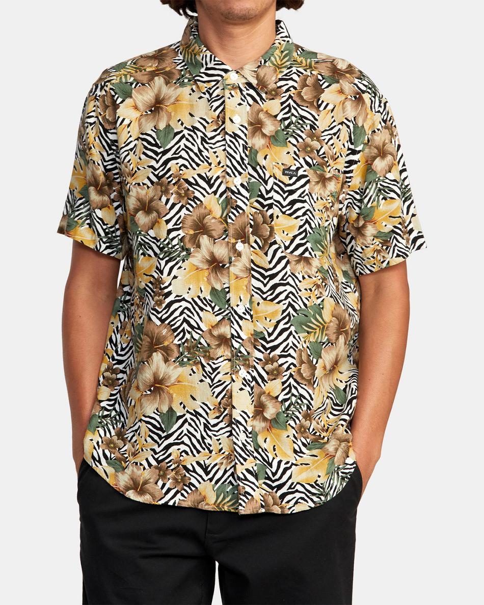 Multi Rvca Cabana Short Sleeve Men's T shirt | AUSWC83465