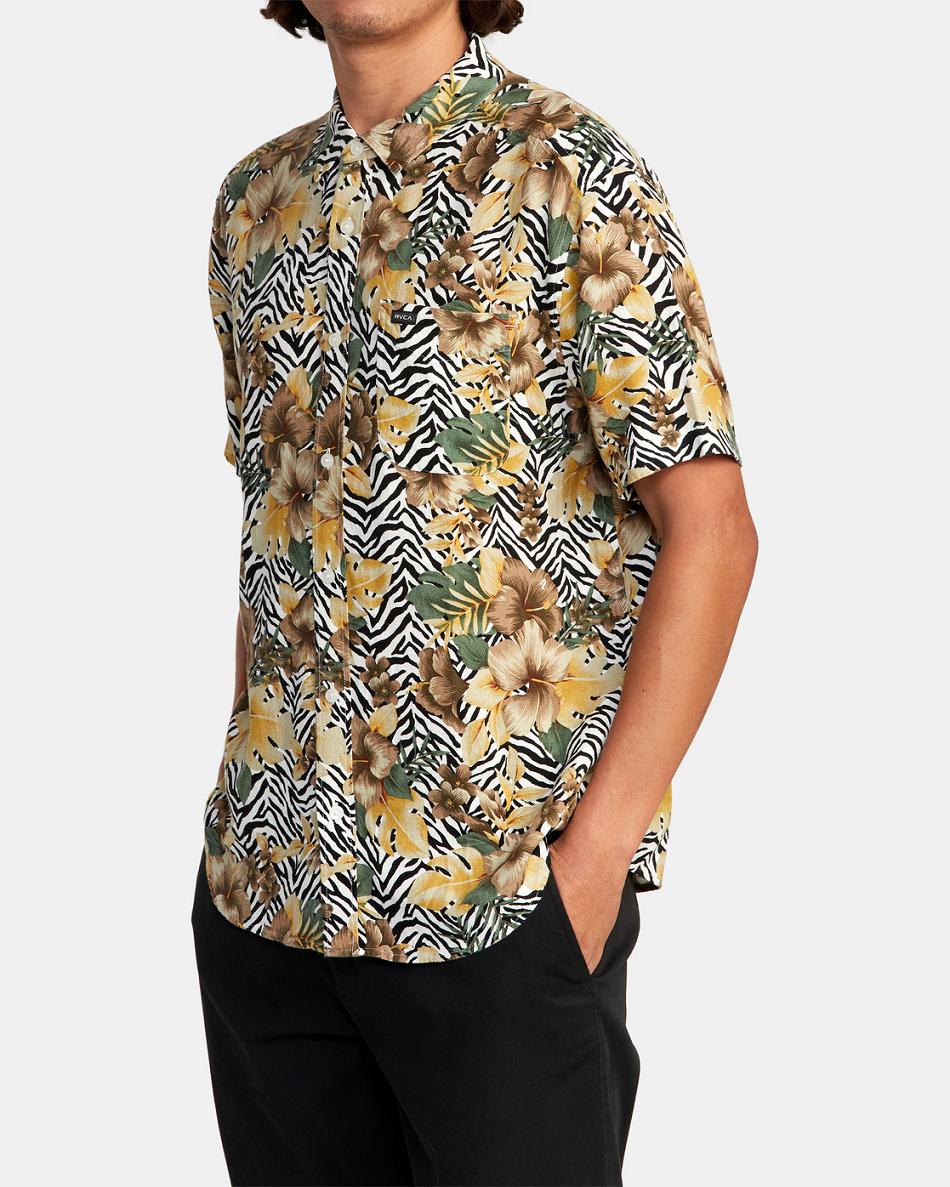 Multi Rvca Cabana Short Sleeve Men's T shirt | AUSWC83465