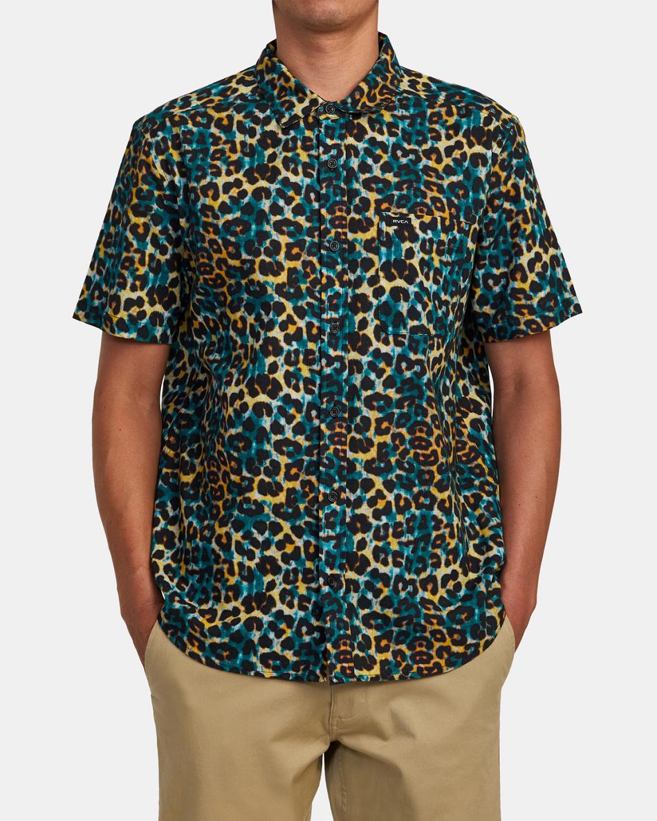 Multi Rvca Cheeter Short Sleeve Men's T shirt | USZDE53326