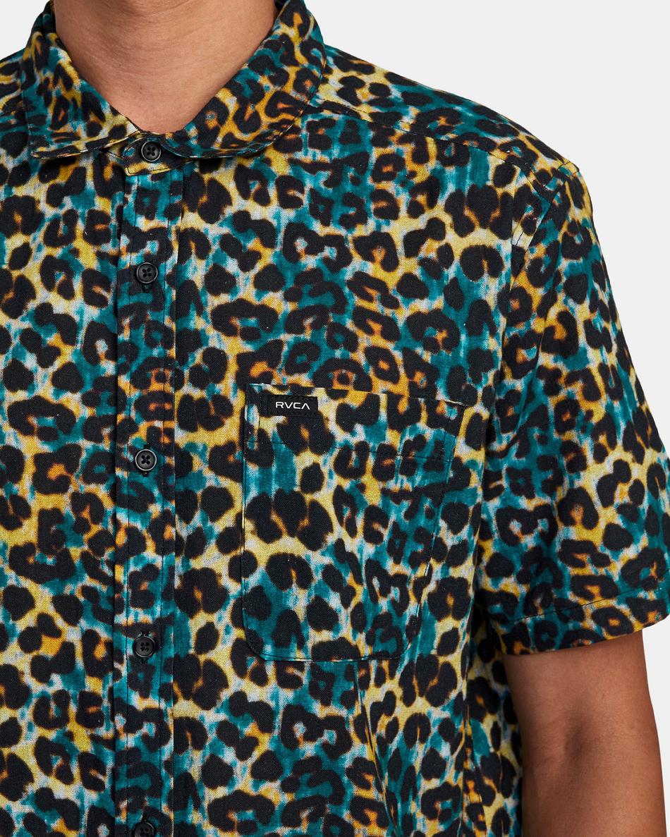 Multi Rvca Cheeter Short Sleeve Men's T shirt | USZDE53326