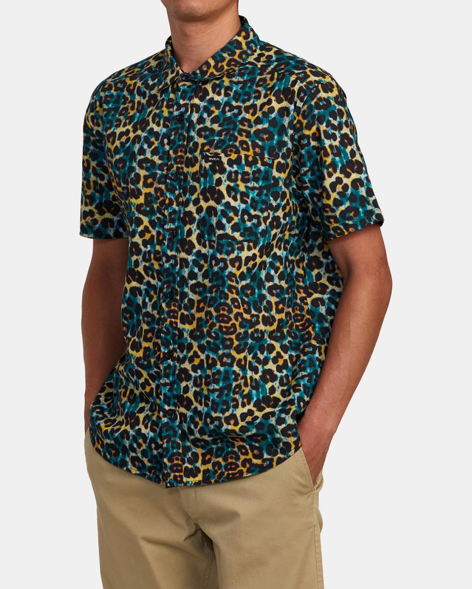 Multi Rvca Cheeter Short Sleeve Men's T shirt | USZDE53326