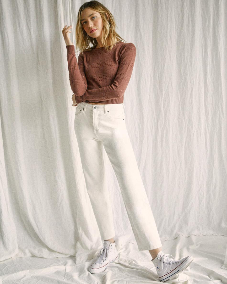 Natural Rvca Camille Rowe Pops Denim Pants Women's Jeans | USZDE33375