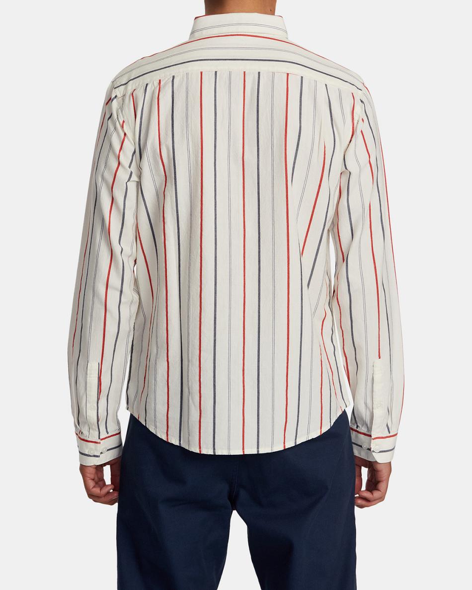 Natural Rvca Do Dobby Long Sleeve Men's T shirt | PUSER39382
