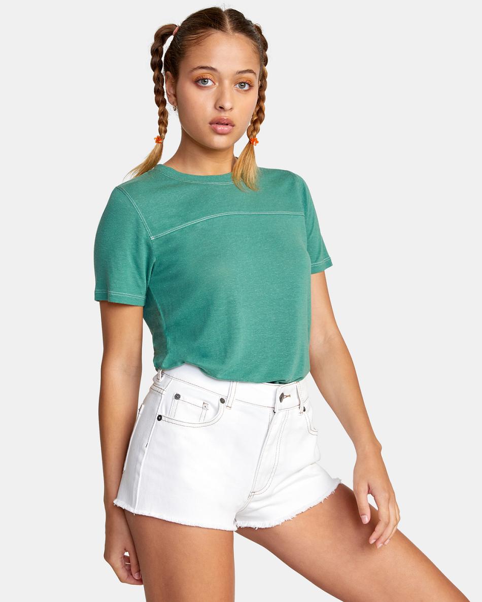 Natural Rvca Elle Denim Women's Skirts | USXMI37650