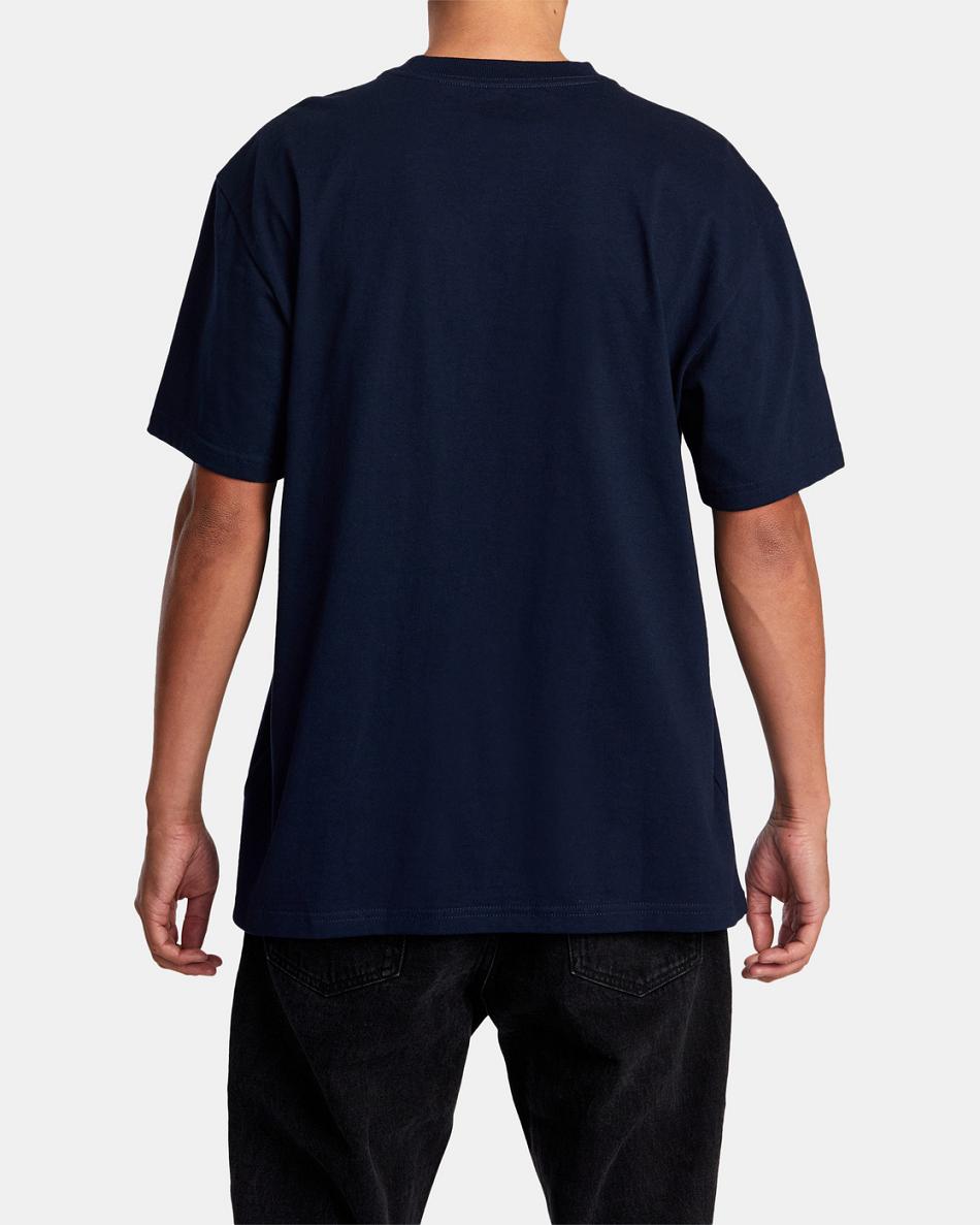 Navy Marine Rvca Arched Tee Men's Short Sleeve | AUSWC73494