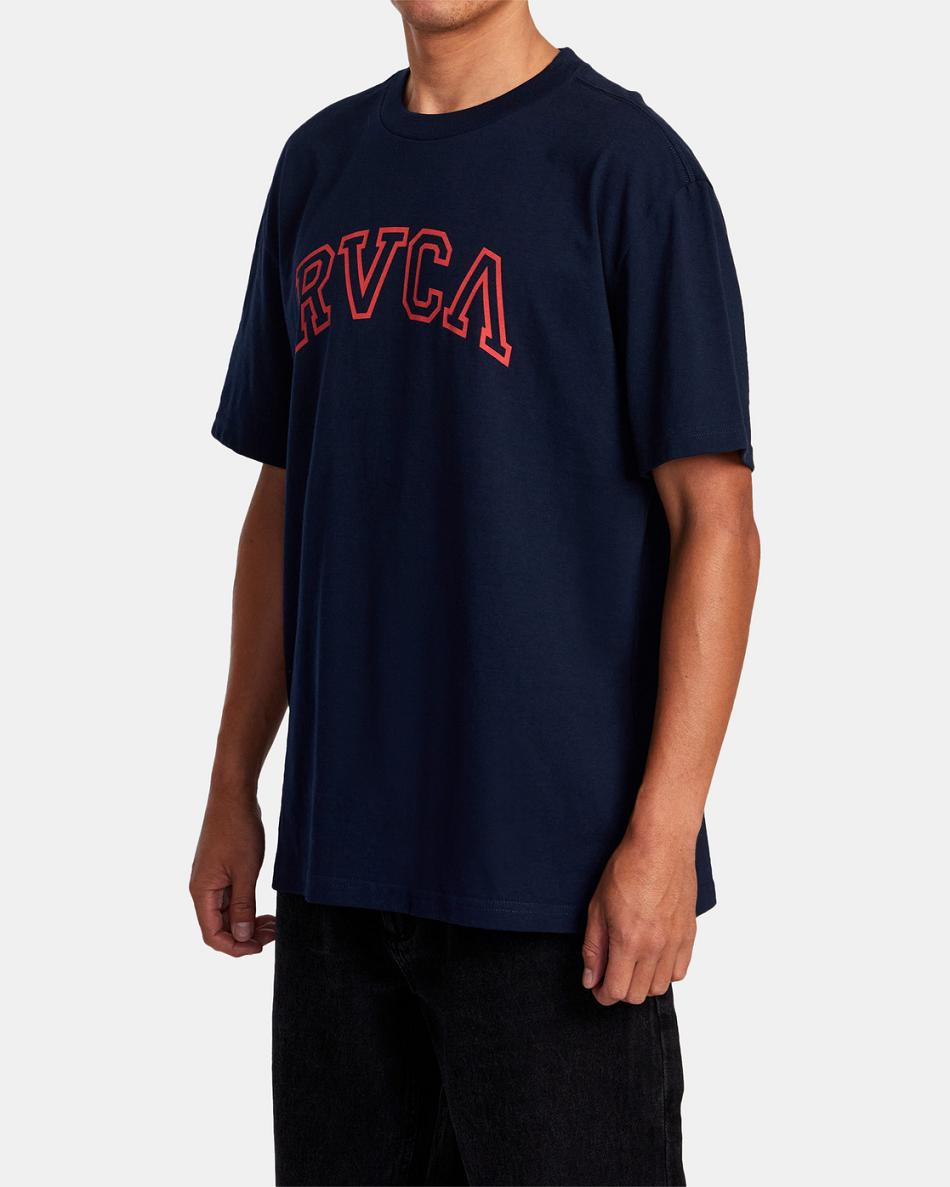 Navy Marine Rvca Arched Tee Men's Short Sleeve | AUSWC73494