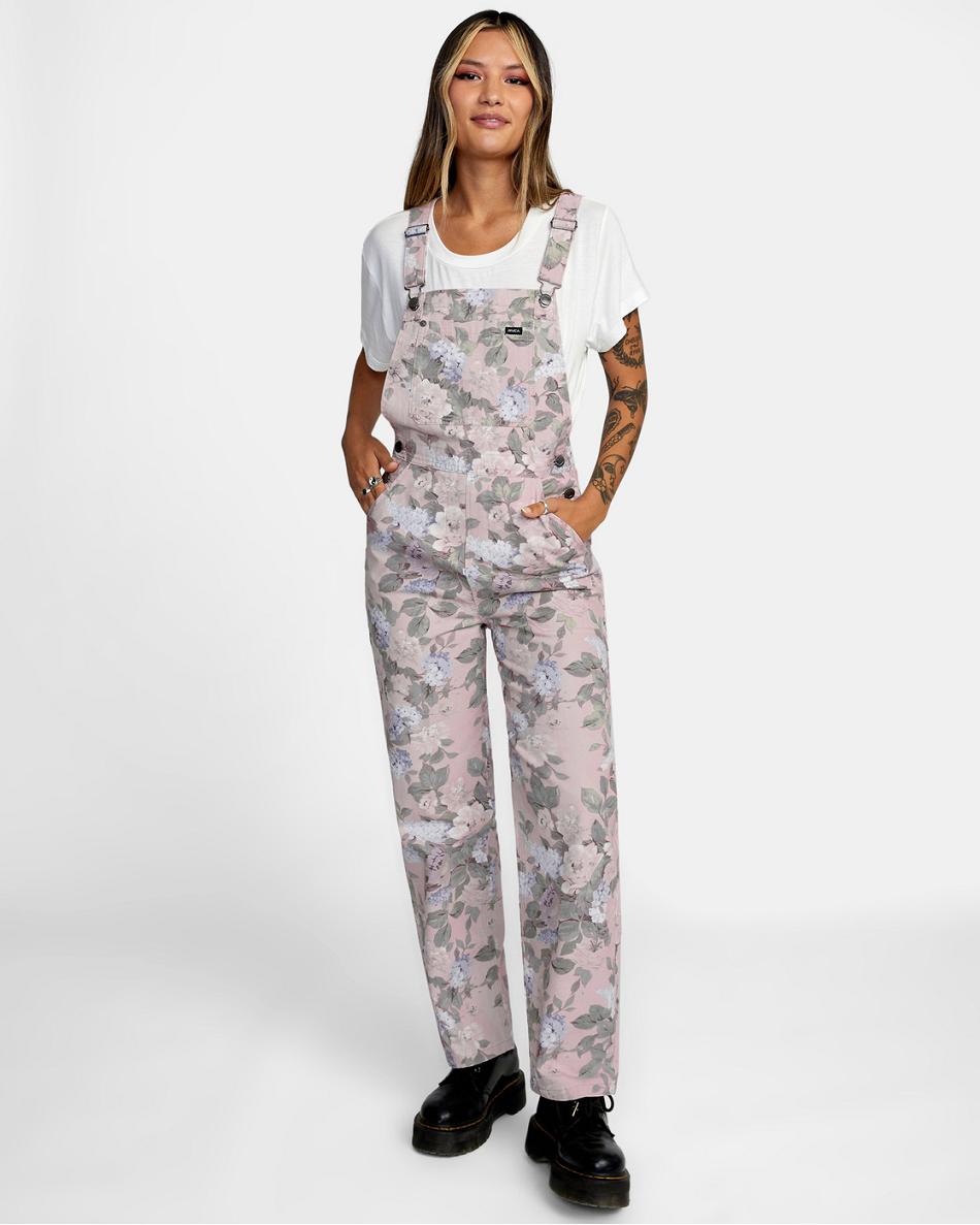 Oatmeal Rvca Succession Overalls Women\'s Pants | EUSVG14062