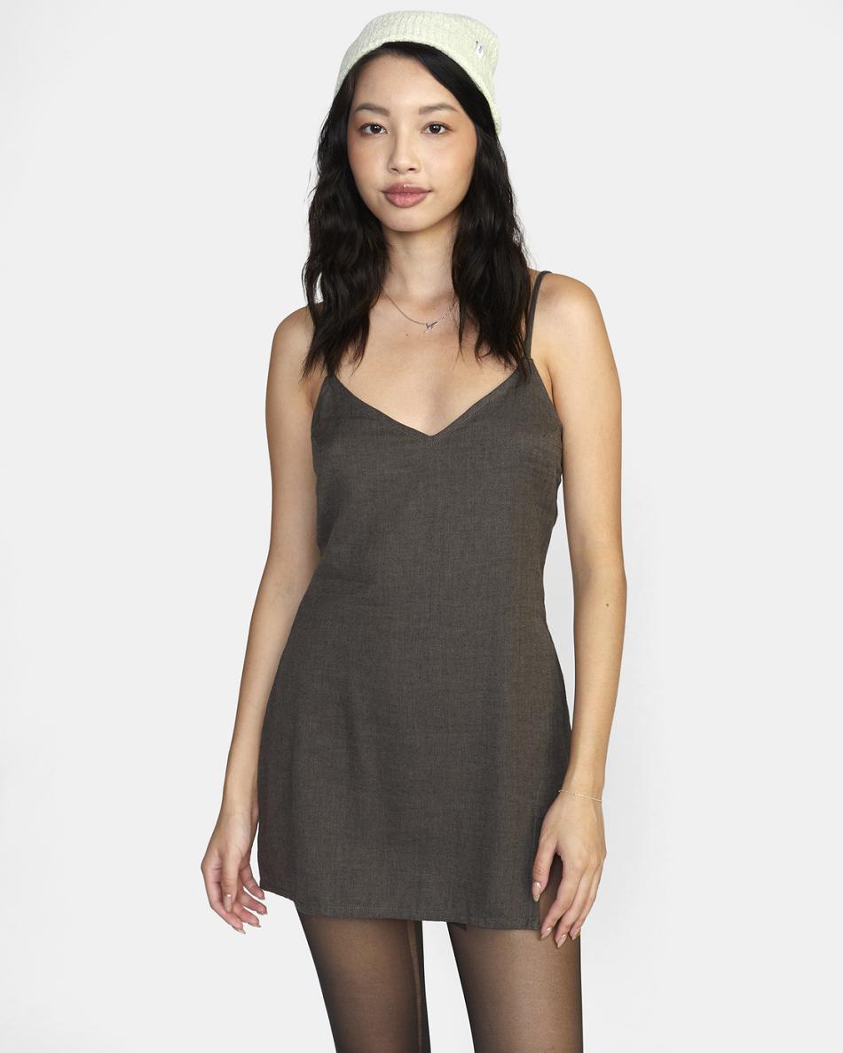 Olive Black Rvca Slip Up Slip Women\'s Dress | MUSHR52722