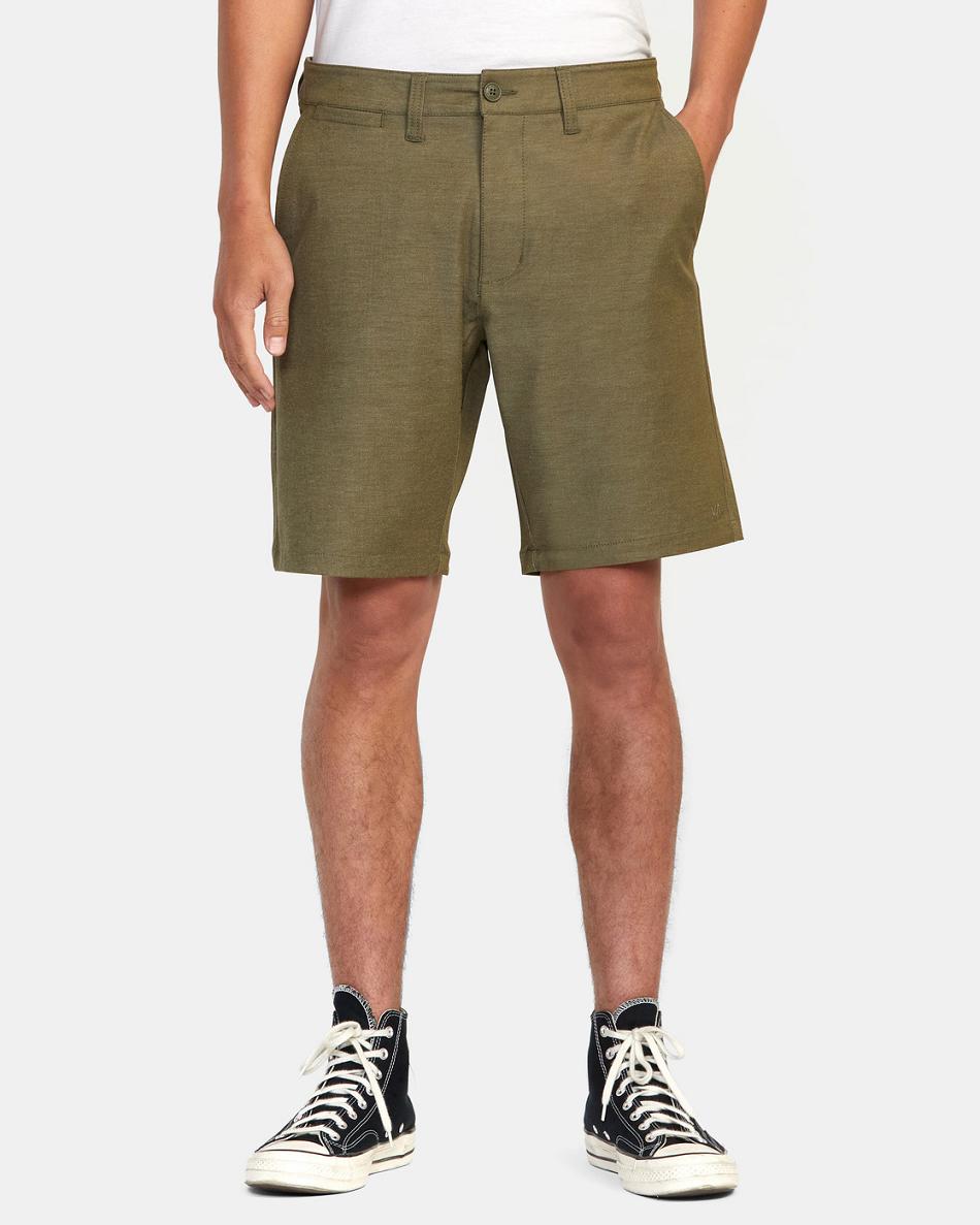 Olive Rvca Back In Hybrid 19 Men's Shorts | USJKU87563