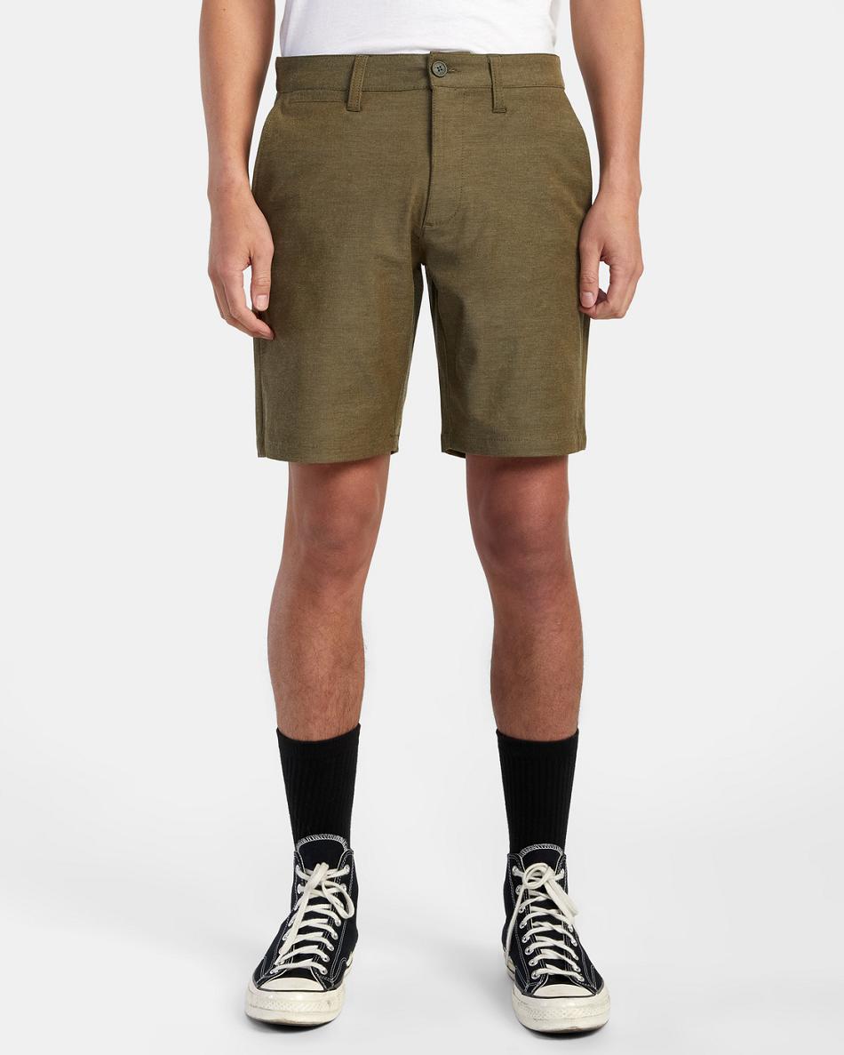 Olive Rvca Back In Hybrid 19 Men's Shorts | USJVR11899
