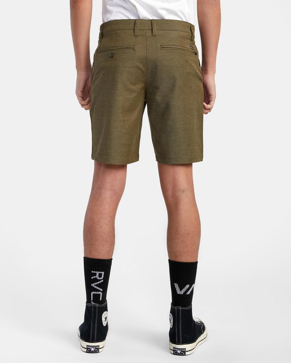 Olive Rvca Back In Hybrid 19 Men's Shorts | USJVR11899