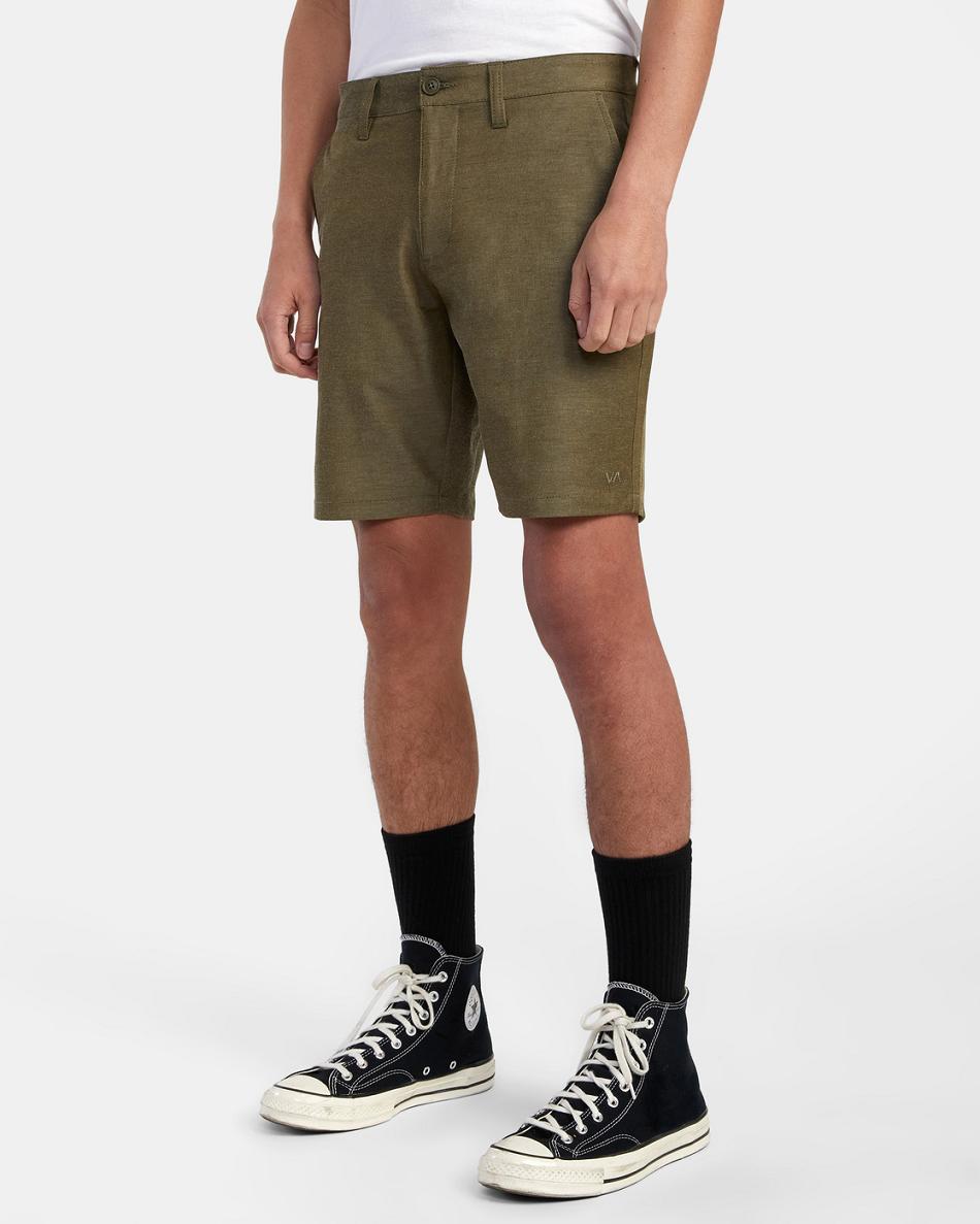 Olive Rvca Back In Hybrid 19 Men's Shorts | USJVR11899