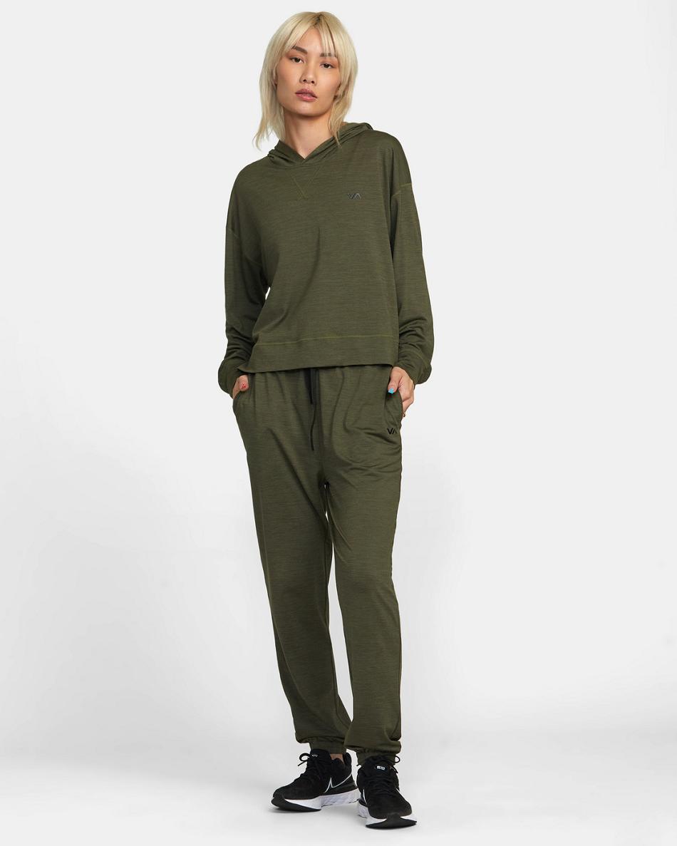 Olive Rvca C-Able Cropped Workout Women's Tanks | FUSHY79767