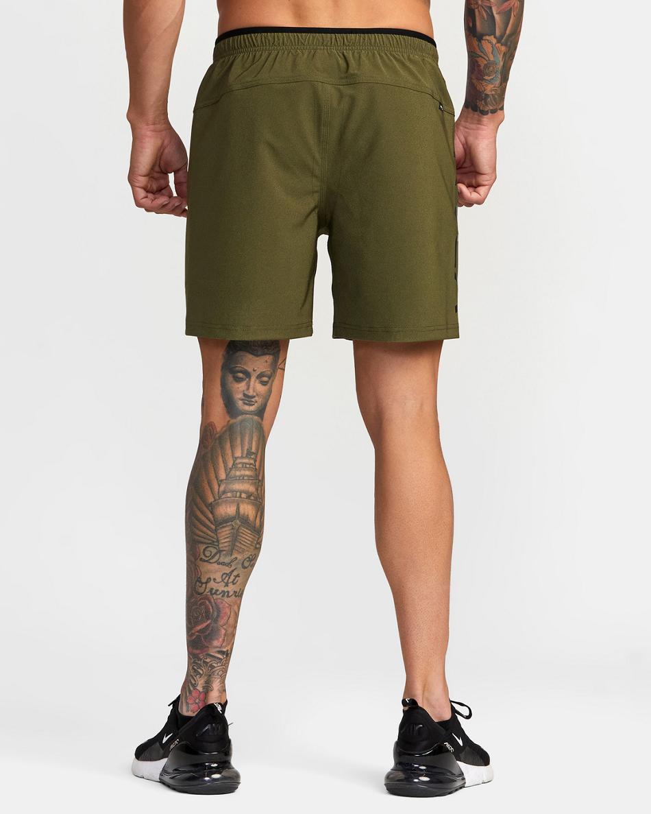 Olive Rvca Grappler Elastic Men's Running Shorts | USNEJ70202