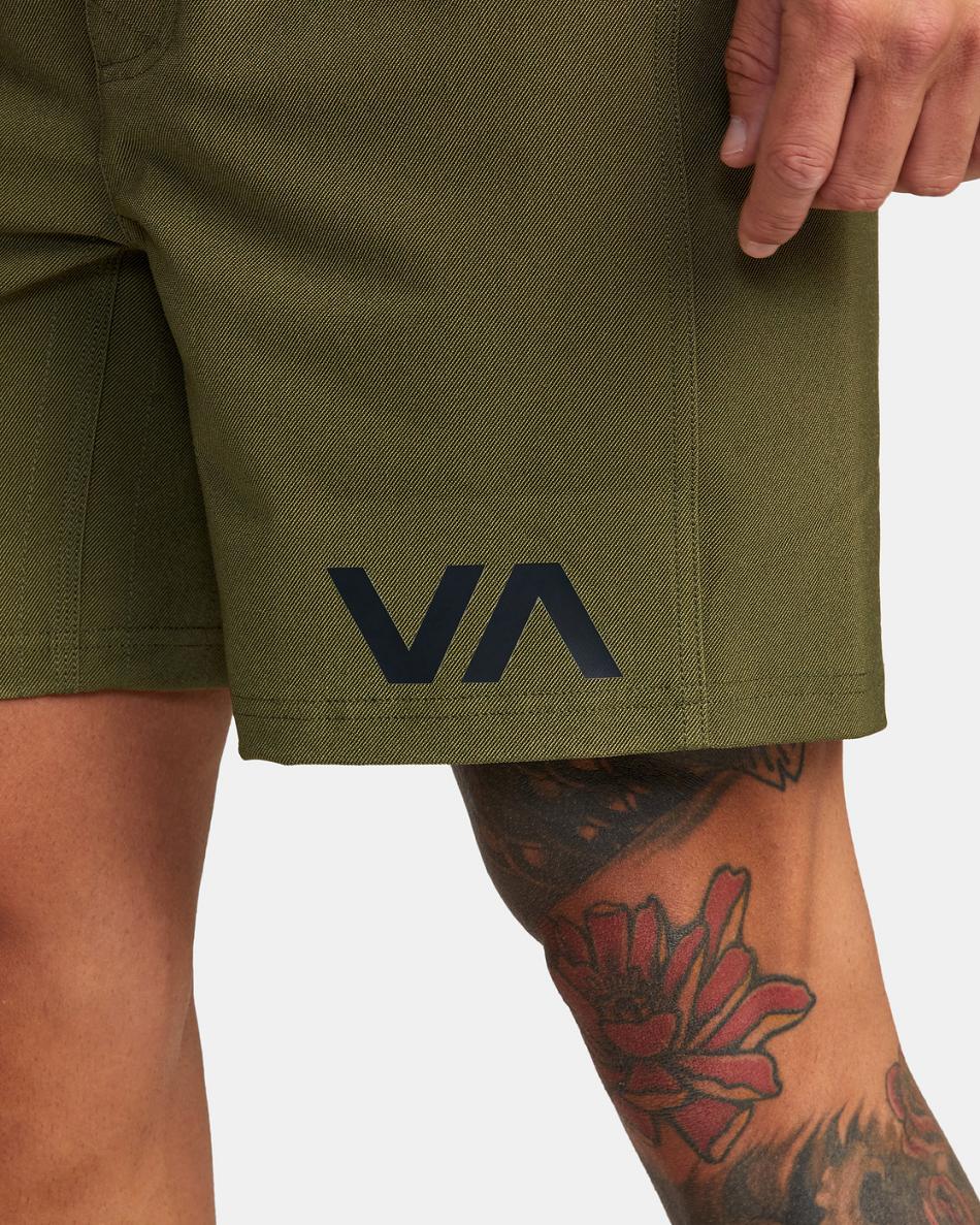 Olive Rvca Grappler Elastic Men's Running Shorts | USNEJ70202