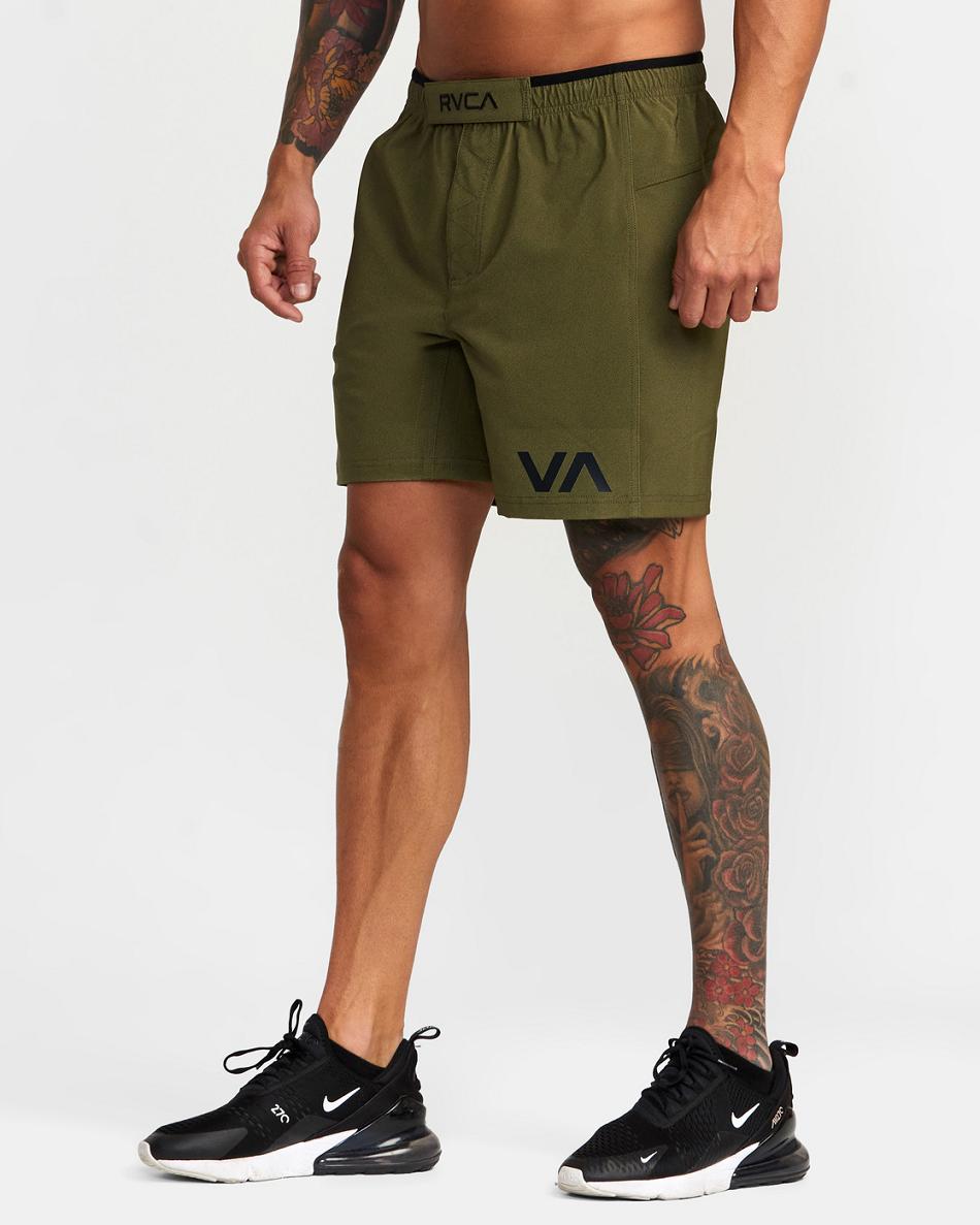 Olive Rvca Grappler Elastic Men's Running Shorts | USNEJ70202