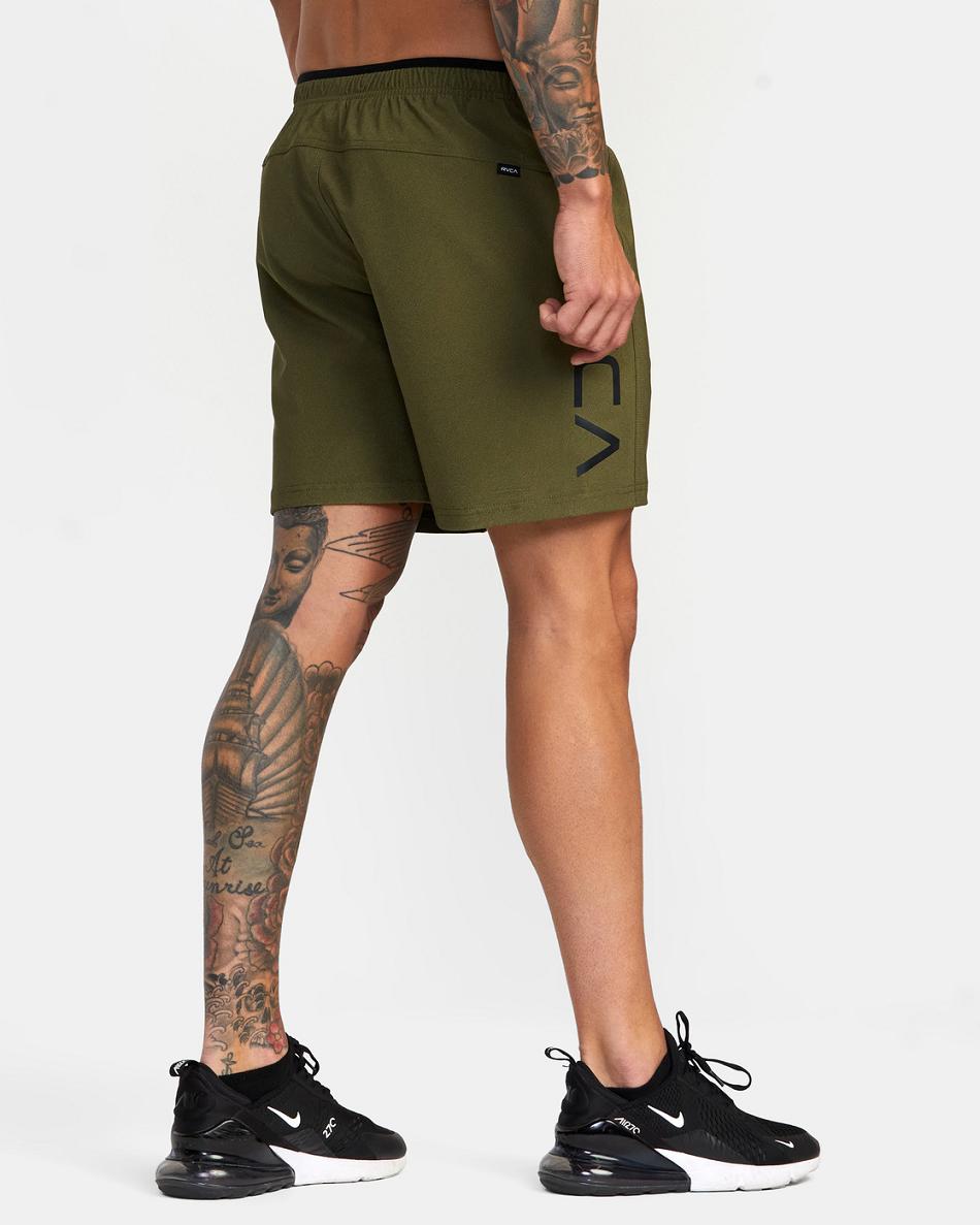 Olive Rvca Grappler Elastic Men's Running Shorts | USNEJ70202
