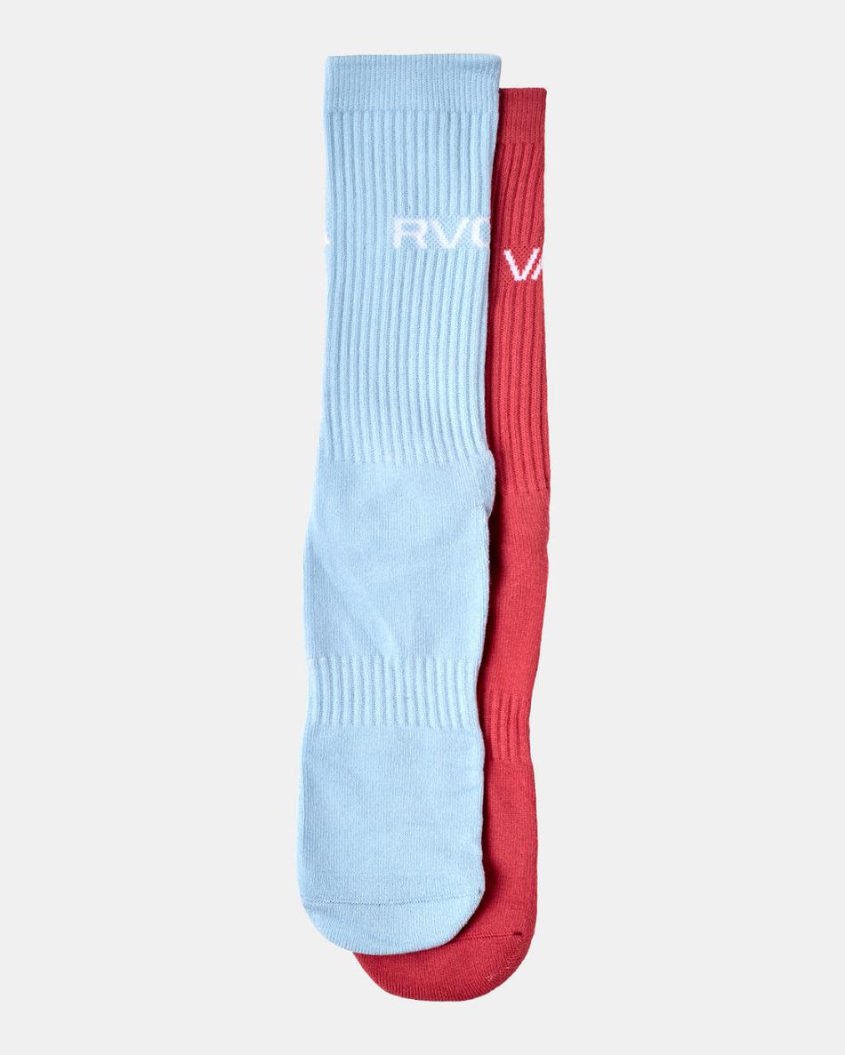 Pink Rvca 2 Pack Basic Logo Crew Men's Socks | USCIF74820