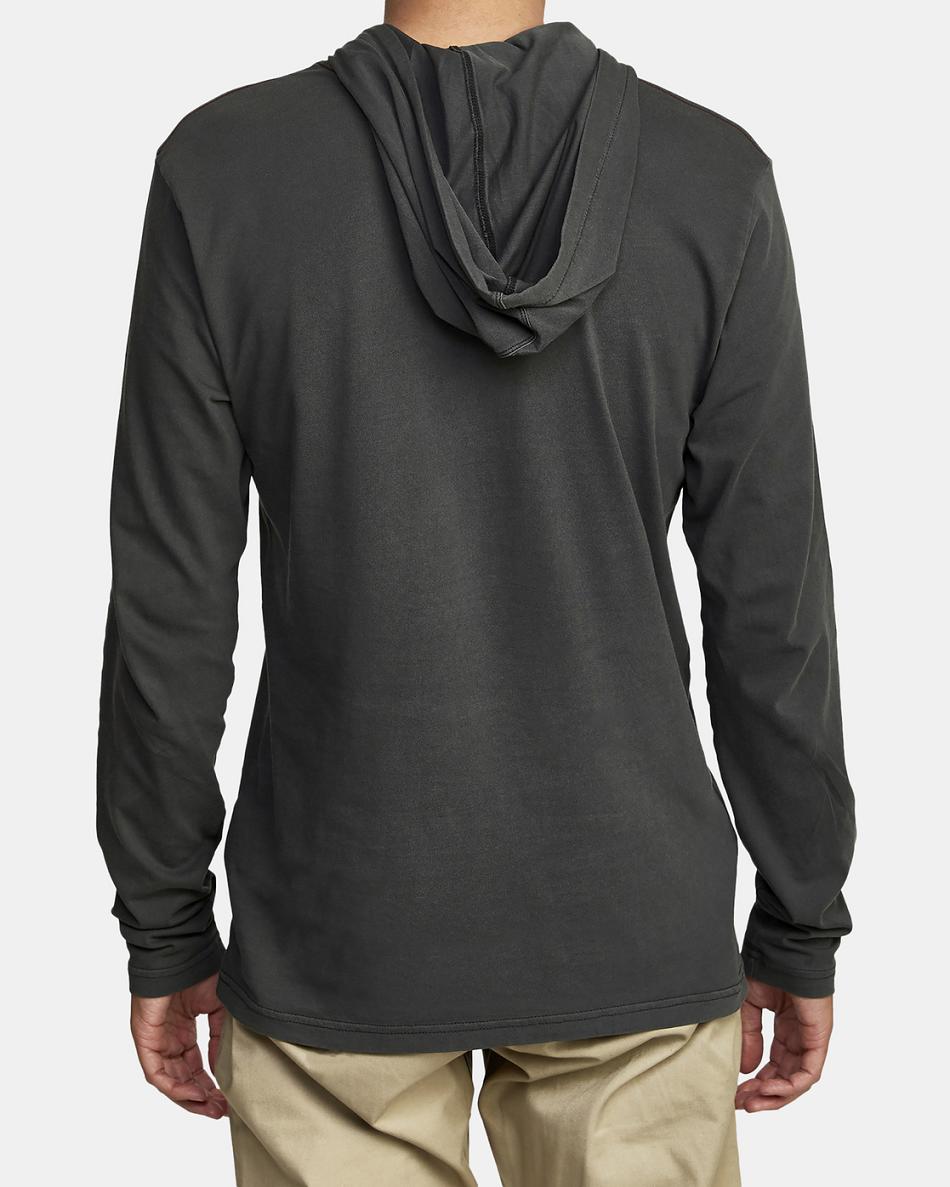 Pirate Black Rvca PTC Pigment Hooded Men's Long Sleeve | USEGJ69747