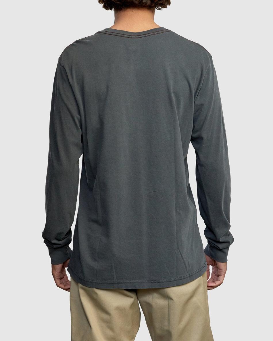 Pirate Black Rvca PTC Pigment Men's Long Sleeve | GUSUC91856