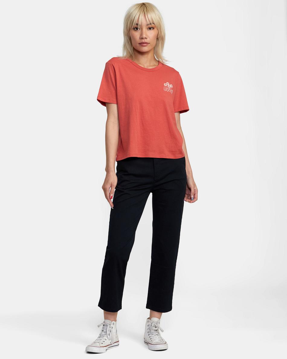 Red Earth Rvca Gardener Graphic Women's T shirt | BUSSD92434