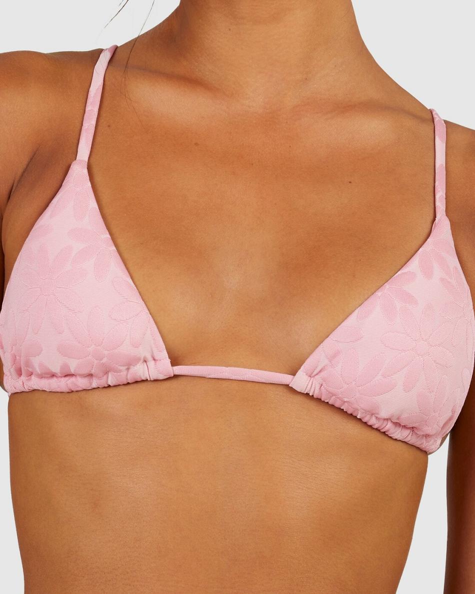 Sea Pink Rvca Daisy Slide Triangle Women's Bikini Tops | GUSUC93844