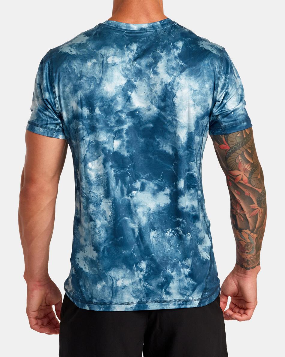 Teal Tie Dye Rvca Vent VA Sport Badge Technical Training Tee Men's Short Sleeve | QUSWA29057