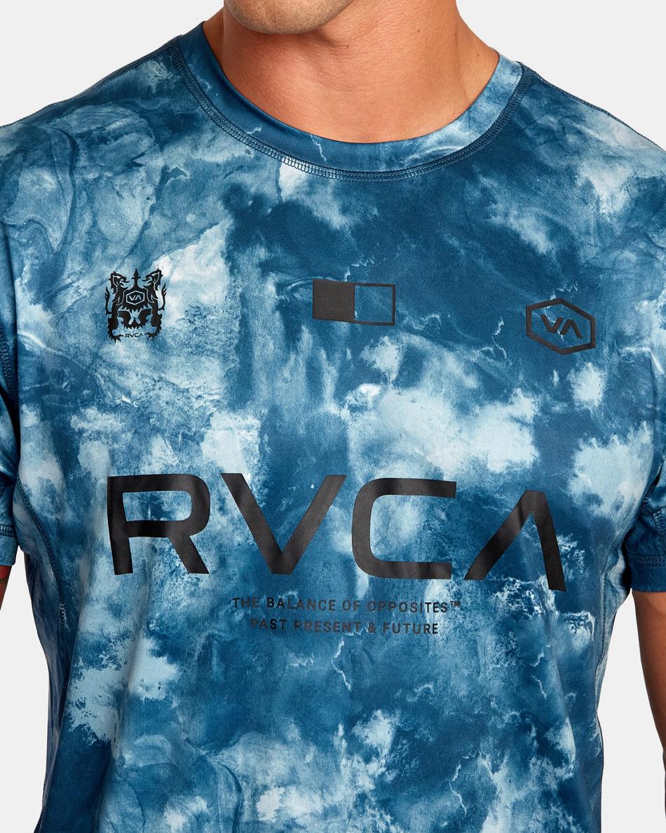 Teal Tie Dye Rvca Vent VA Sport Badge Technical Training Tee Men's Short Sleeve | QUSWA29057