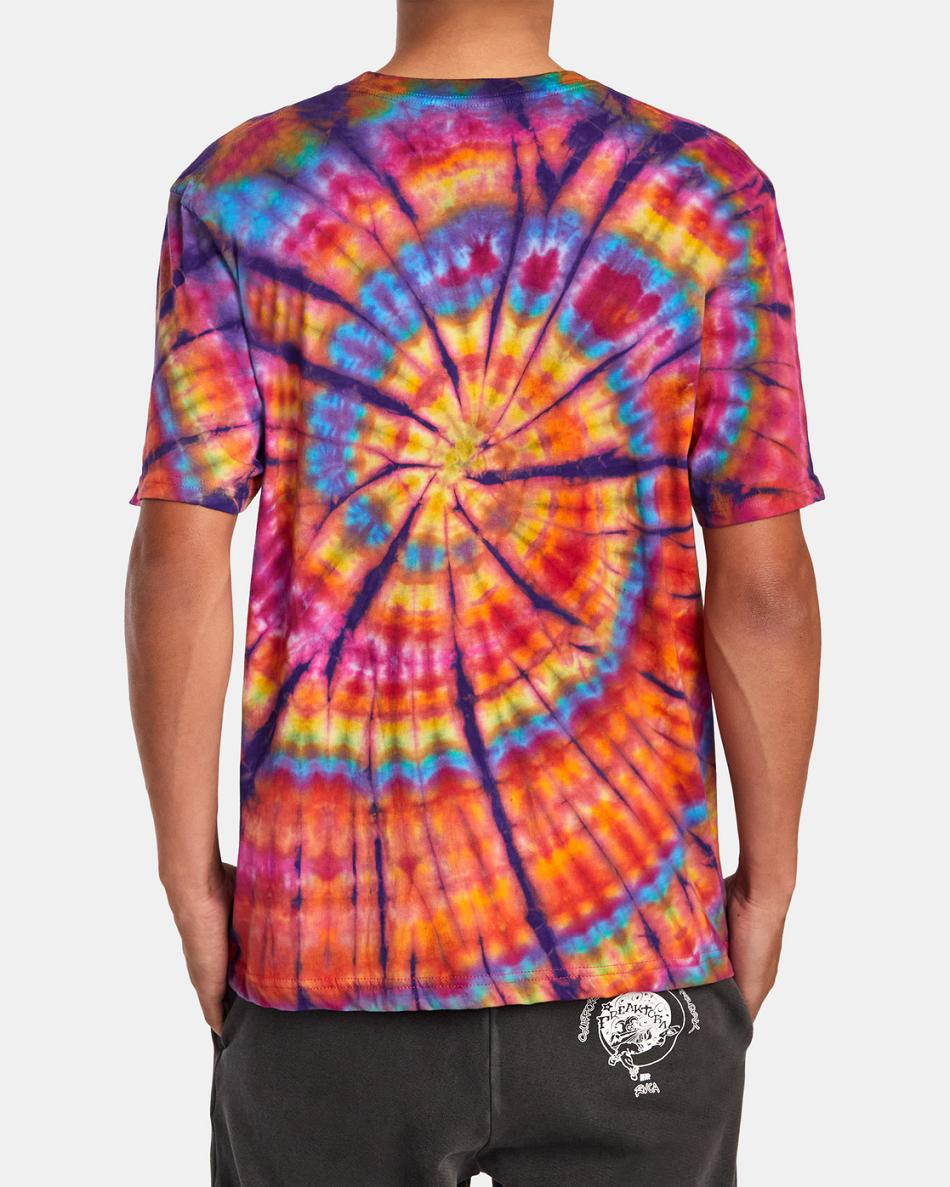 Tie Dye Rvca Freaktopia Mushroom Women's T shirt | BUSSD83779