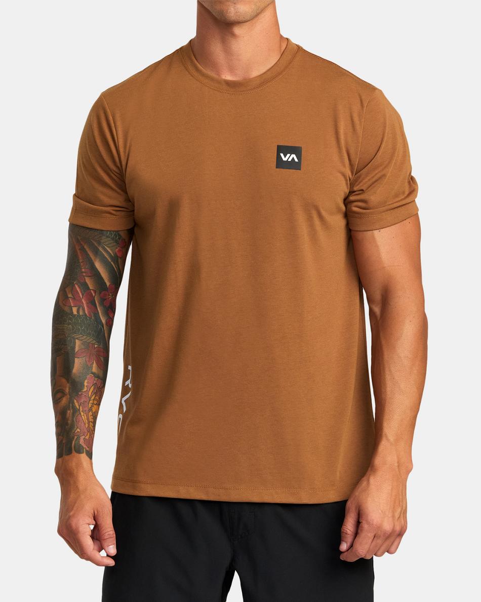 Tobacco Rvca RVCA 2X Tee Men's Short Sleeve | YUSVQ79653