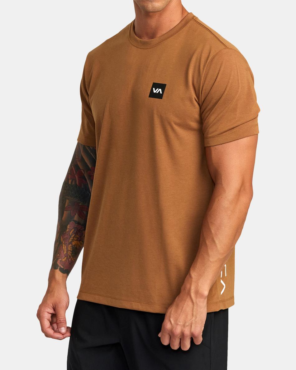 Tobacco Rvca RVCA 2X Tee Men's Short Sleeve | YUSVQ79653