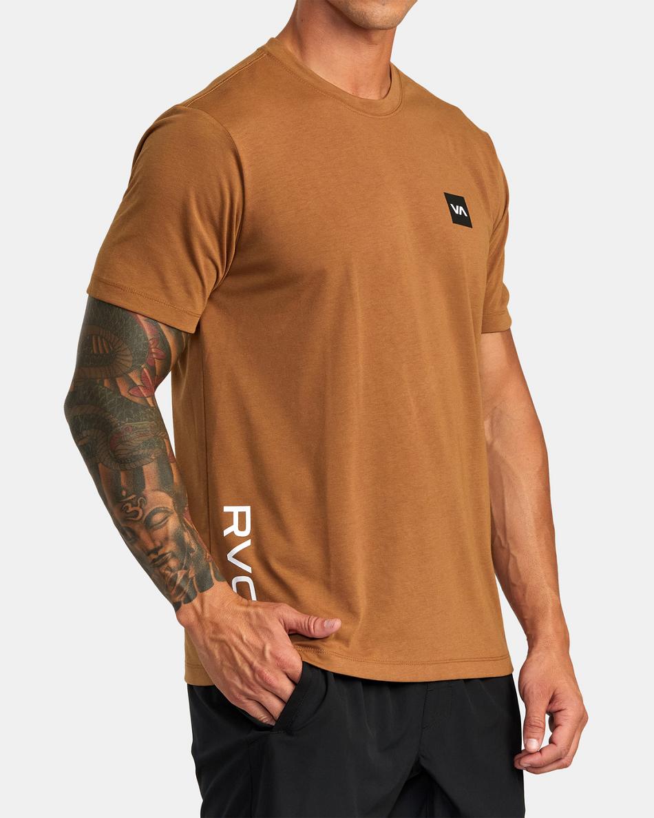 Tobacco Rvca RVCA 2X Tee Men's Short Sleeve | YUSVQ79653