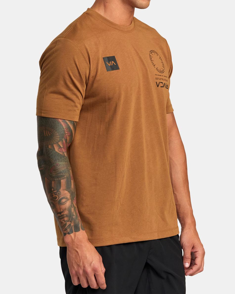 Tobacco Rvca VA Mark Tee Men's Short Sleeve | USZDE14309