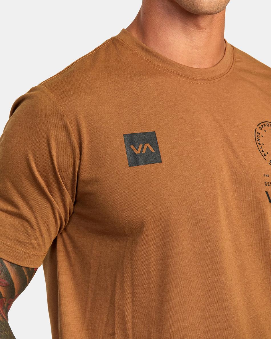 Tobacco Rvca VA Mark Tee Men's Short Sleeve | USZDE14309