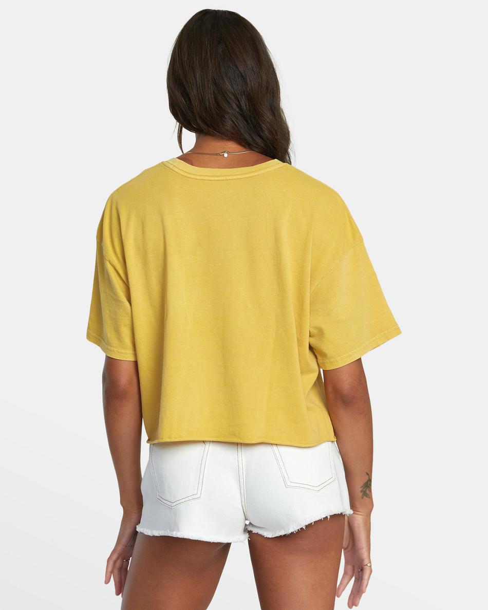 Vintage Gold Rvca PTC Pocket Women's T shirt | DUSKV76798