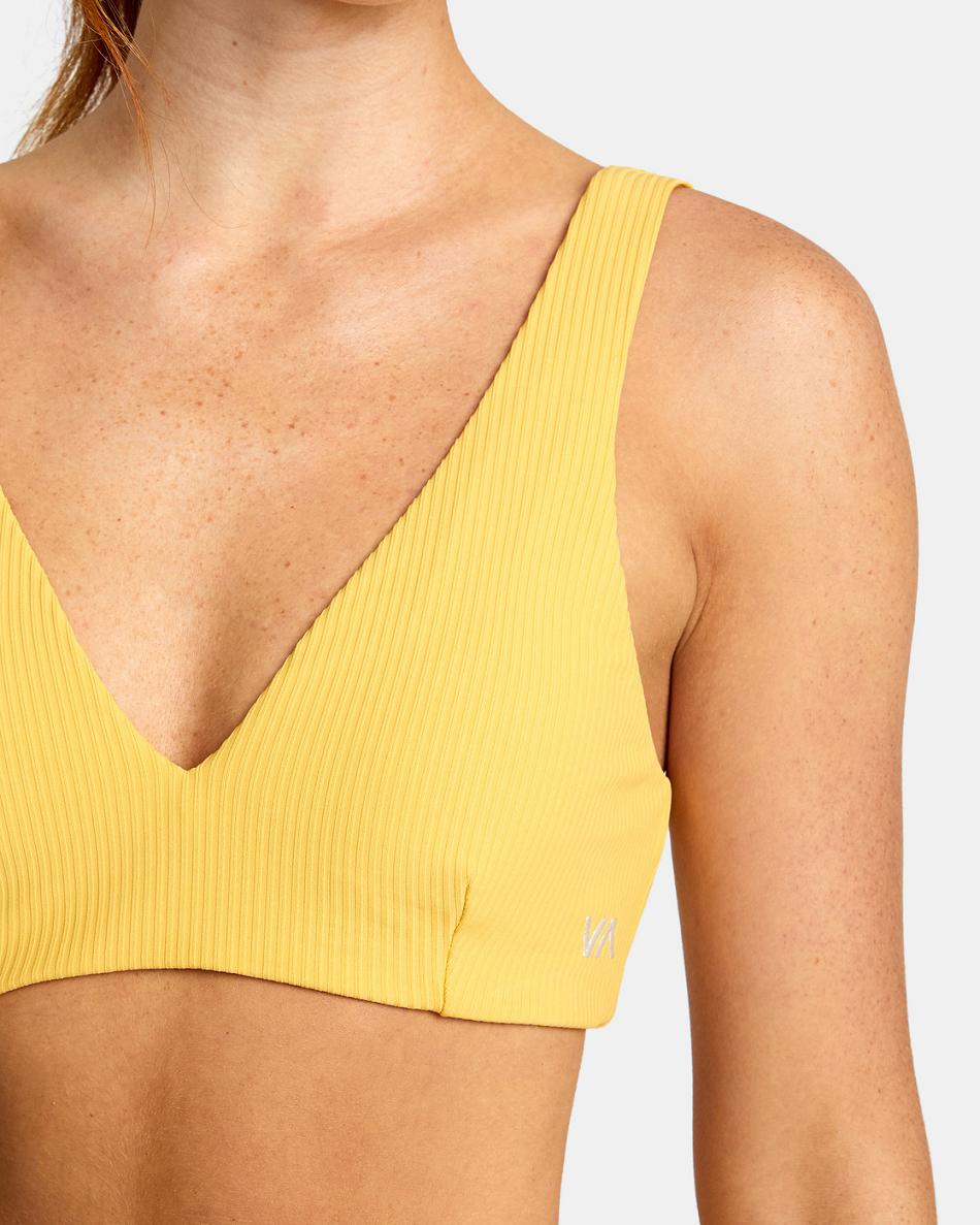 Vintage Gold Rvca Rib Sports Women's Tanks | DUSKV78248