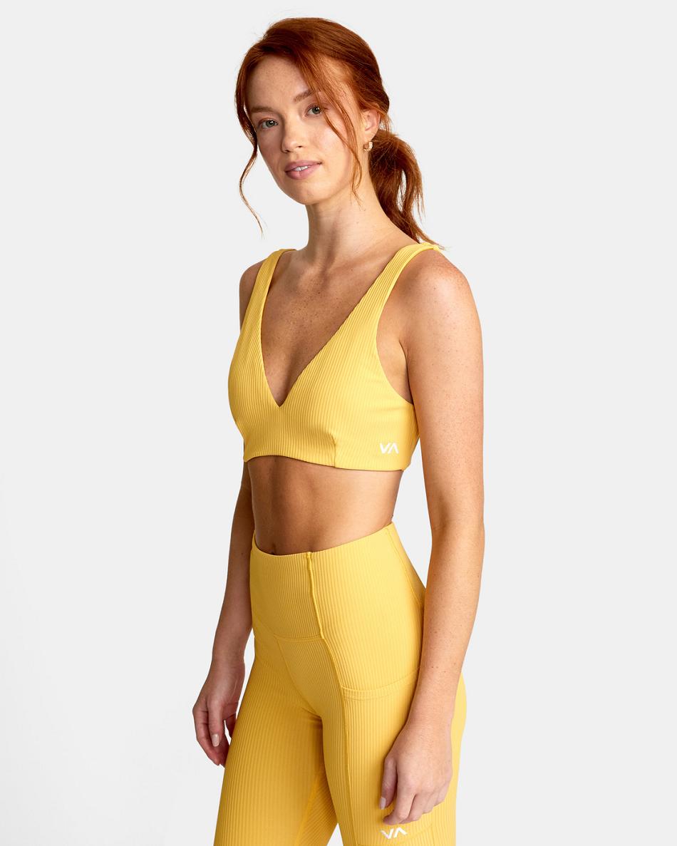 Vintage Gold Rvca Rib Sports Women's Tanks | DUSKV78248