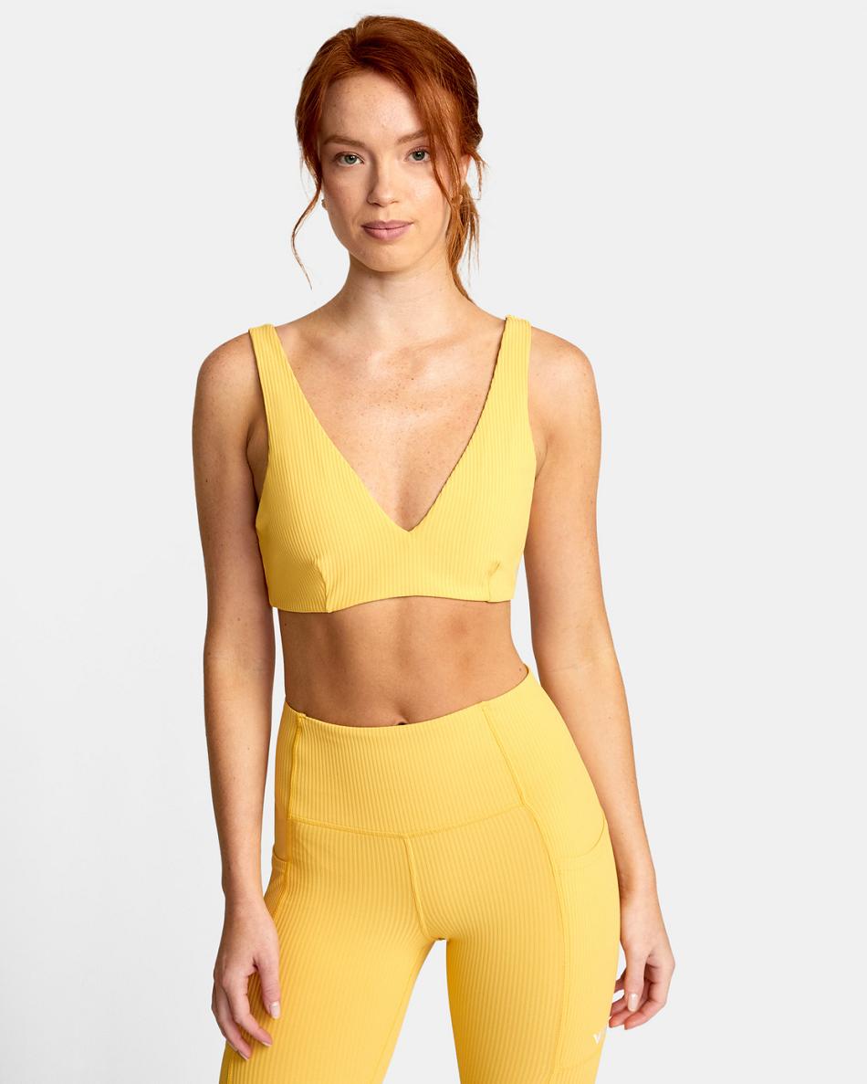 Vintage Gold Rvca Rib Sports Women\'s Tanks | DUSKV78248