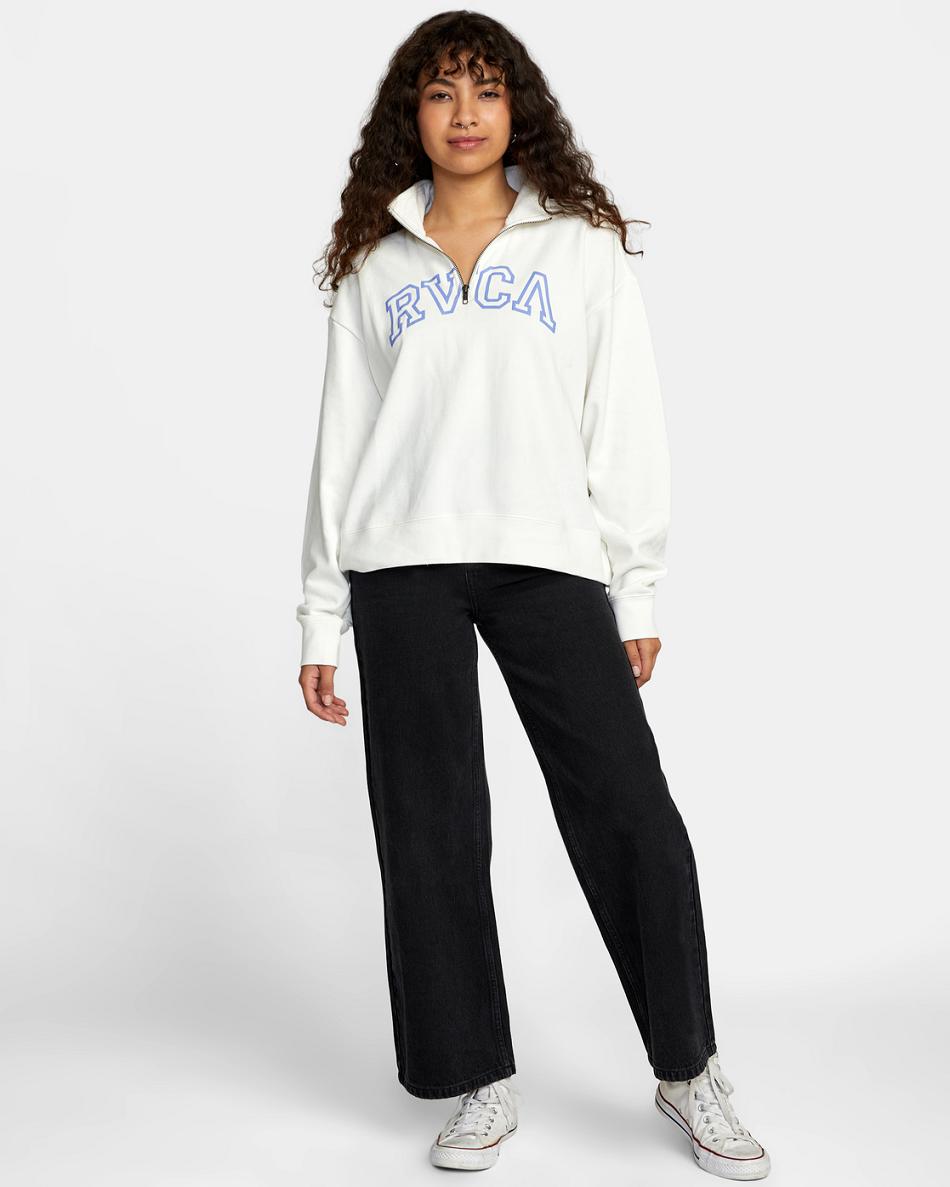 Vintage White Rvca Arched Half-Zip Pullover Women's Hoodie | AUSWC29348